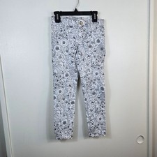 Cherokee Girls White Black Retro Floral Snap Button Classic Skinny Jeggings 7