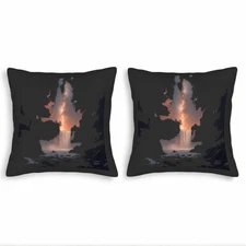 Set of 2 18x18in Throw Pillow Covers - Serene Waterfall Design 
