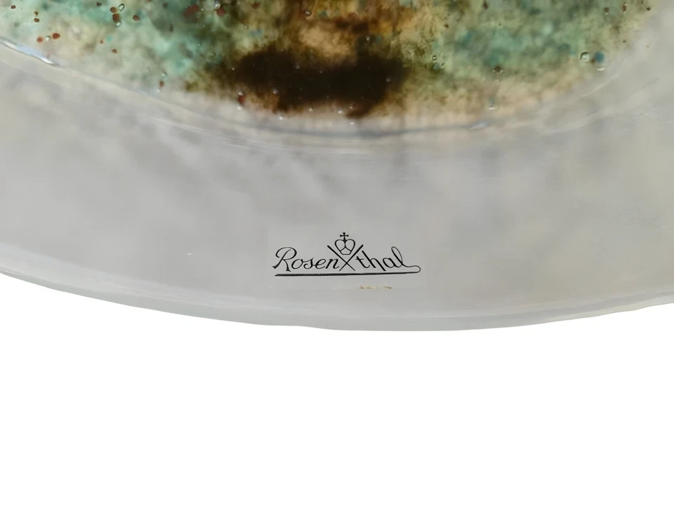 Rosenthal Studio-Line Frosted Art Glass Leaf Platter 15" MCM Multicolor - Image 2 of 4