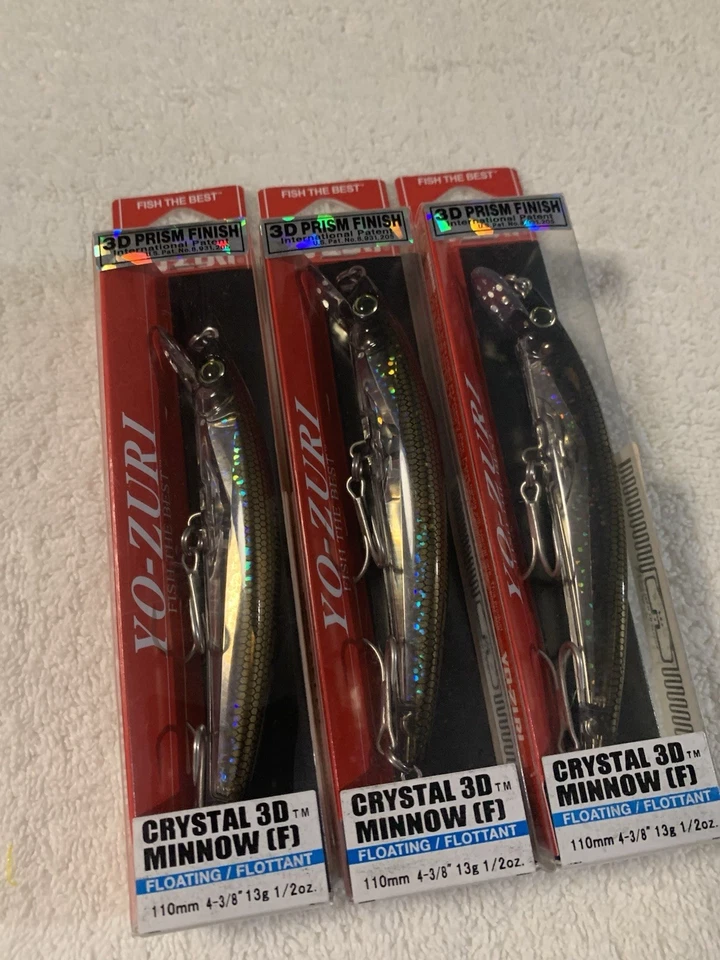 (LOTE DE 3) CRISTAL YO-ZURI 3D PRIZM MINNOW 110mm. 1/2 oz. PLATA BRONCE NUEVO EN PAQUETE Foto 2 de 3
