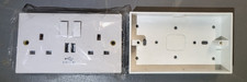 Double Gang Wall Socket 13A With 2 USB Charger Ports Plug Switched Socket