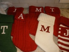 Monogram Letter Knit Christmas Stocking YOU CHOOSE 