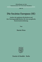 Die Societas Europaea (Se). Martin Wenz Taschenbuch Xvi Deutsch 1993