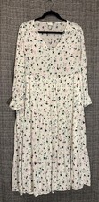 A New Day Womens Maxi Dress White Color Splash Cottagecore Prairie Tiered Boho M