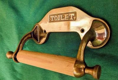 Historischer Toilettenpapierhalter, Klorollenhalter, WC-Rollenhalter Messing FR - Bild 1 von 4