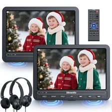 2x 10.5" Car DVD Player Headrest Monitor Dual Screen Media w/2 Headsets HDMI USB