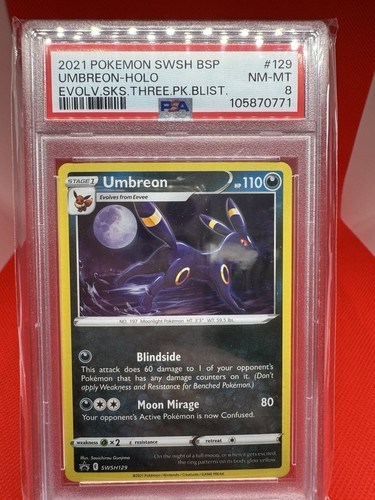 2021 Pokemon UMBREON SWSH #129 Holo Black Star Promo Evolving Skies PSA 8 TCG