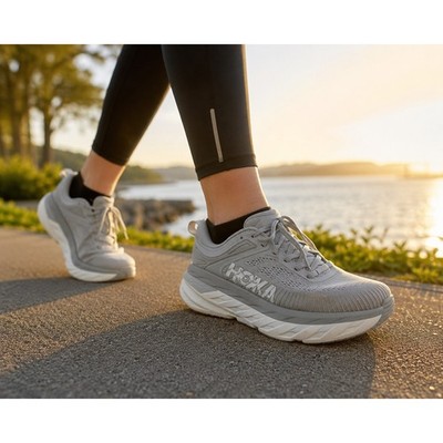 Hoka One One Bondi 7 Women Harbor Mist White Running Shoes 1110519 HST Size 6