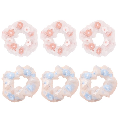6Pcs Gauze Hair Rings Hair Rope Girl Ties Sweet Headdress Band