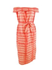 MICHAEL Michael Kors Women's Plus Printed Off-The-Shoulder Dress (1X, Sangria)