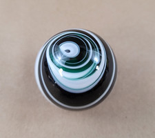 Vintage White Black Green Swirl Glass Gear Threaded Shift Knob 1.8