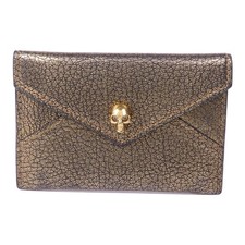 Alexander McQueen GHW Card Case Calfskin Leather Gold