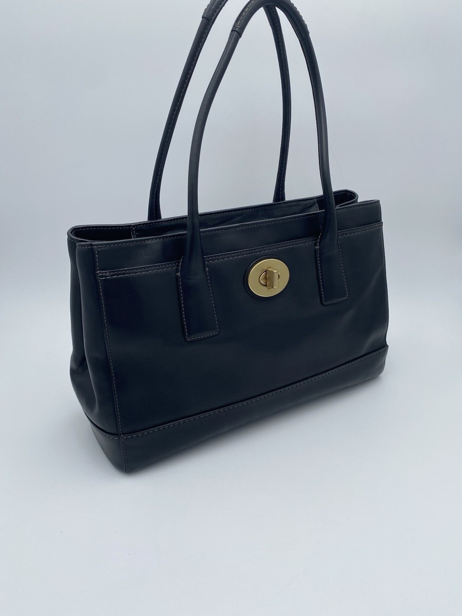 Vintage Coach Madeline Black Leather Tote Bag Large Satchel Gold