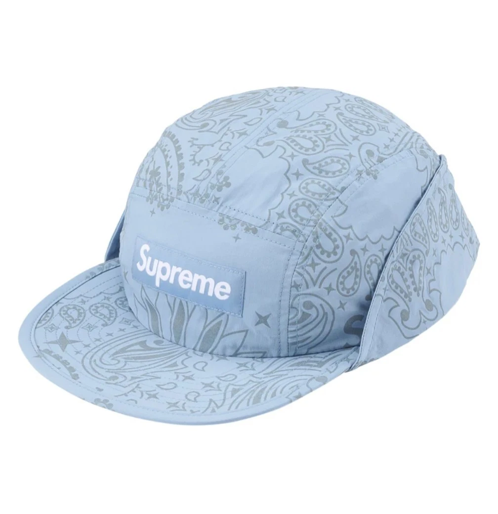 Supreme Reflective Bandana Sun shield Camp Cap Blue SS26