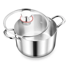 6 Quart Stock Pot 18/10 Stainless Steel Pasta Stockpot with Lid 6 QT Cooking