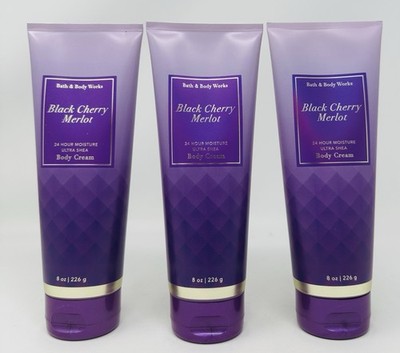 3 BATH & BODY WORKS BLACK CHERRY MERLOT ULTRA SHEA BODY CREAM 8 OZ