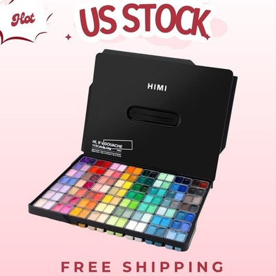 HIMI 112-Color Gouache Paint Set Twin Jelly Cups with Carry Case