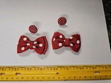 Vintage Red Polka Dot Shoe Clips Bows With Earrings