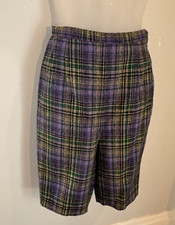 60'S WOOL PLAID SHORTS JOYCE SPORTSWEAR FULL LINING POCKETS METAL ZIP NWT W 24