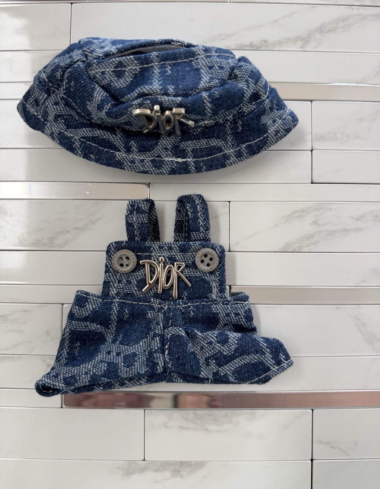 LABUBU CLOTHES 2 Pc Overalls And Hat Logo Set For Pop Marts Labubu Doll. New