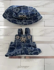 LABUBU CLOTHES 2 Pc Overalls And Hat Logo Set For Pop Marts Labubu Doll. New