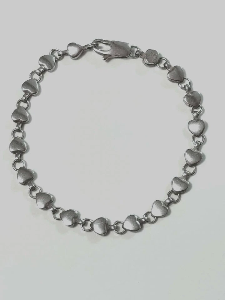 TIFFANY Co Puff Corazón Eslabón Cadena Pulsera Plata Esterlina 925 Brazalete - Imagen 2 de 4