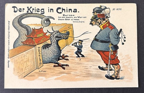 Vintage Propaganda Postcard ~ "The War in China" ~ Boxer Rebellion  ~ Dragon
