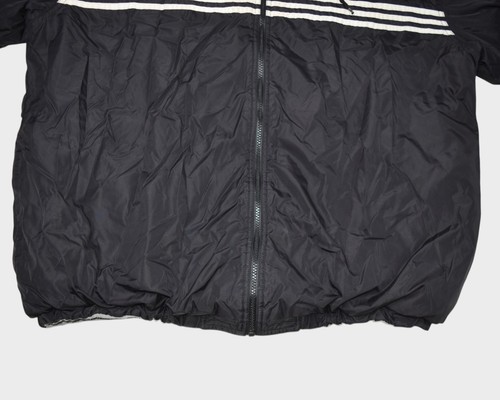Vintage Adidas Jacket Mens Large Black Reversible Insulated Striped Logo - Picture 3 of 19