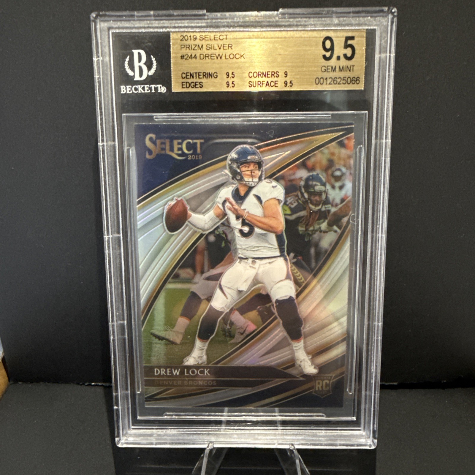2019 Panini Select Drew Lock Rookie Silver Field Level Prizm BGS 9.5 MINT RC