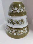 VTG  Pyrex Spring Blossom Mixing Bowl Set of 3 Green Crazy Daisy 401 402 403 MCM