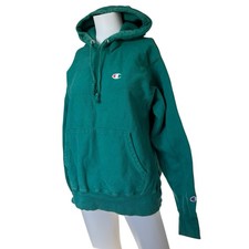 Vintage Champion Reverse Weave Hoodie Pullover Teal Green Adult Size Medium