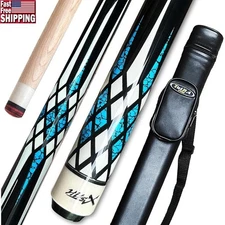 58" Pool Cue Stick Case Canadian Maple Leather Tip Stainless Steel Joints New