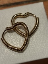 Genuine Pandora Gold Ribbed Heart Hoop Earrings | Ex display, Never Worn