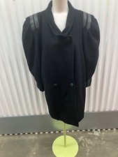 Black Wool Woman L By Jill Made in USA Vintage Grunge Fashion Long Coat