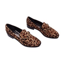 NIB Dolce Vita Gilian Chain Loafers Leopard Print Sz 6.5 Brown Slip On Fur