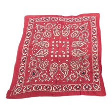 Vintage 40s Fast Color Bandana Elephant Trunk Down Selvedge Heart Paisley Red E
