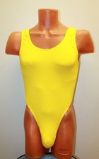 Men Thong Leotard 151-00 Yellow Cptton with Lycra Size S
