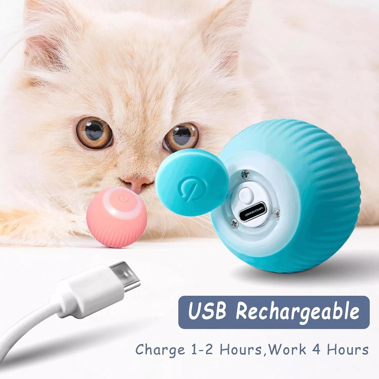Automatic Power Ball Cat Dog Toy &ndash; Safe, Quiet,  Random Sh
