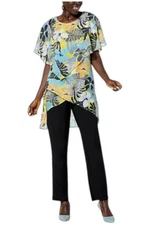 Antthony Women's 2-piece Chiffon Asymmetric Top & Pant Set Tropical