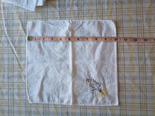 Vtg 10 Hankies/Napkins, Floral Embroidery, Cotton