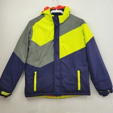 LL Bean Kids XL 18 Winter Jacket Thinsulate Insulated Colorblock Navy Neon Ski