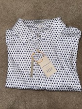 PETER MILLAR Summer Comfort Golf Polo Double Skull    L LARGE    White Blue