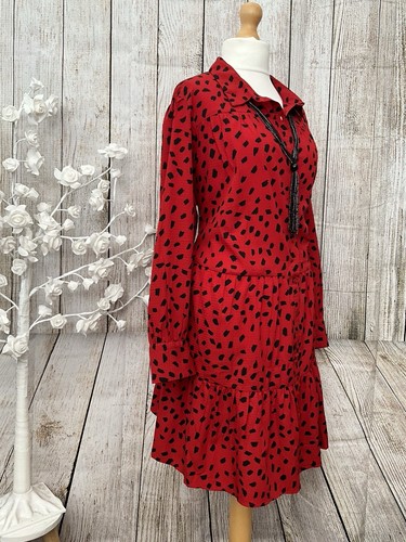 Capsule Red And Black Stretchy Skater Dress With Pockets & Long Sleeves Size 32. - Picture 7 of 11