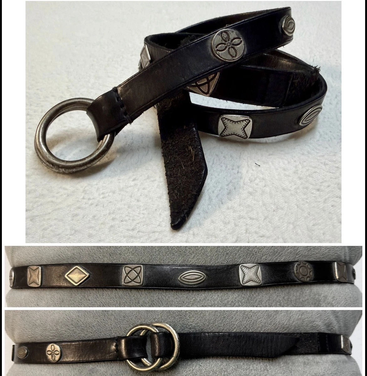 Ralph Lauren Collection Belt sz Large Concho brown leather silver hammered RALPH LAUREN Heavy Wide Leather Concho Belt Silver  main image 3