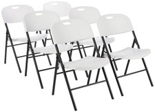 Amazon Basics Sturdy Foldable Plastic Chair, 350-lb Capacity, White, Set of 6