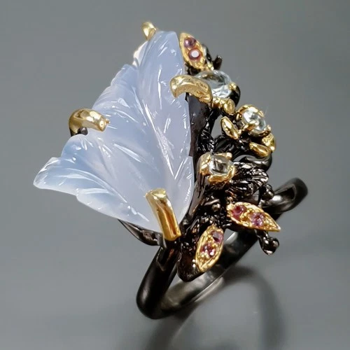 Handmade jewelry Natural Chrysoprase Ring 925 Sterling Silver Size 9 /R442801