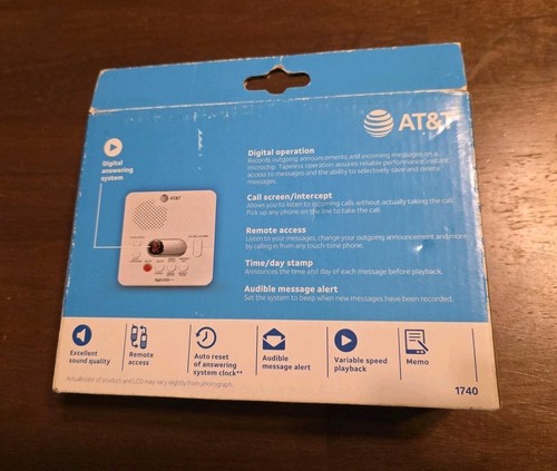 NEW AT&T 1740 Digital Answering System With Time and Day Stamp White New in Box - Zdjęcie 5 z 7