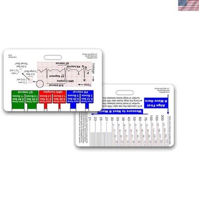 EKG Ruler Horizontal Badge ID Card Pocket Reference Guide ECG