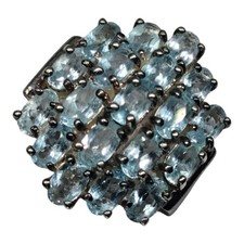 925 Sterling Silver Sky Blue Topaz Cluster Ring Sz 7