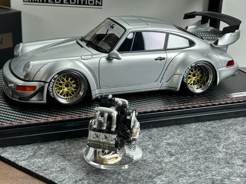 IG Ignition Model 1/18 Porsche 911 RWB 964 Silver with Engine IG2467 Resin Model - Picture 1 of 13